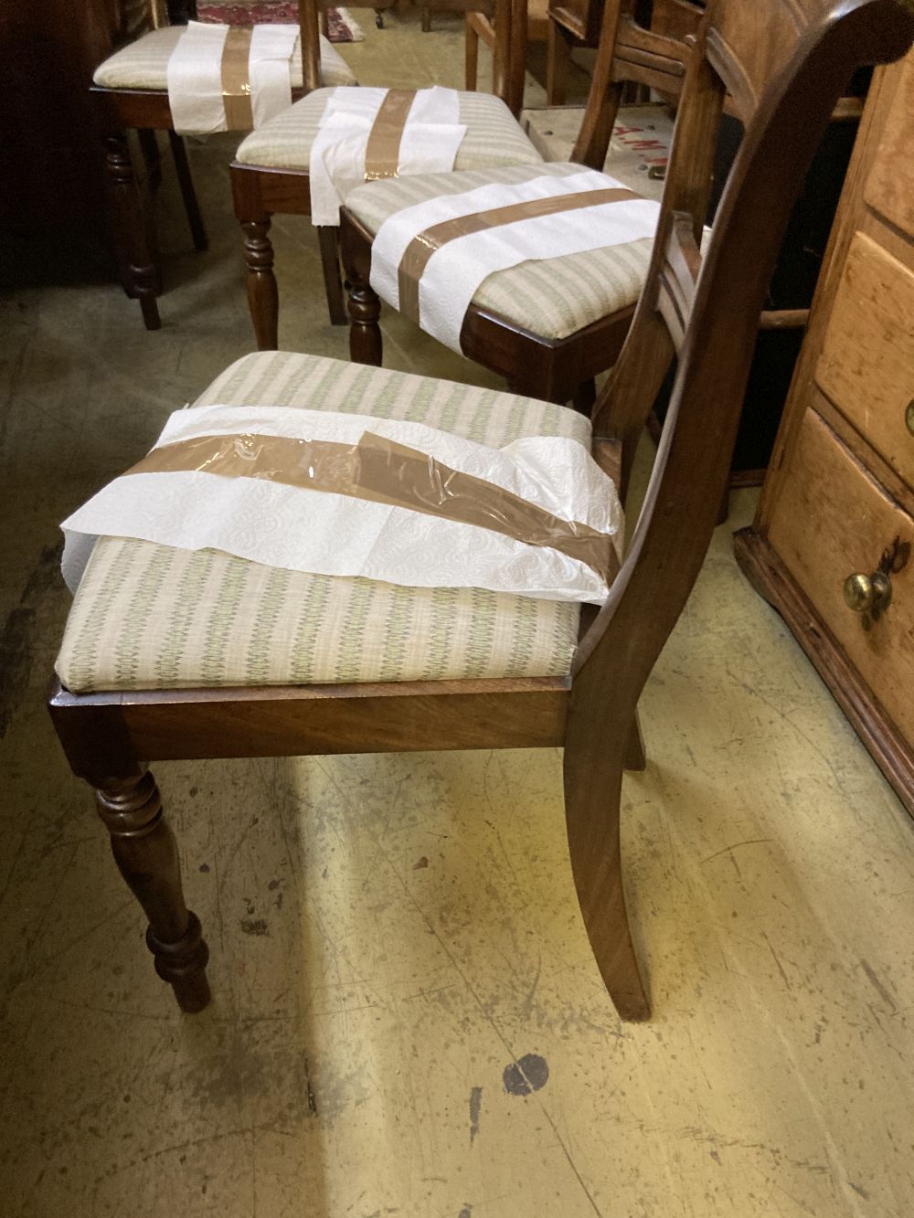 A set of eight Regency design mahogany dining chairs